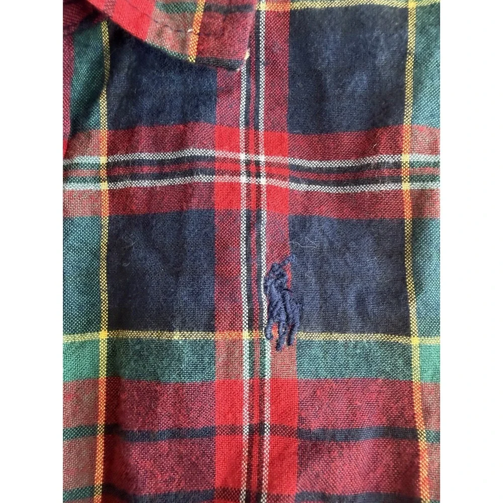Polo Ralph Lauren Girls 7 Tartan Plaid Shirt Dress Red Green Flannel Belted